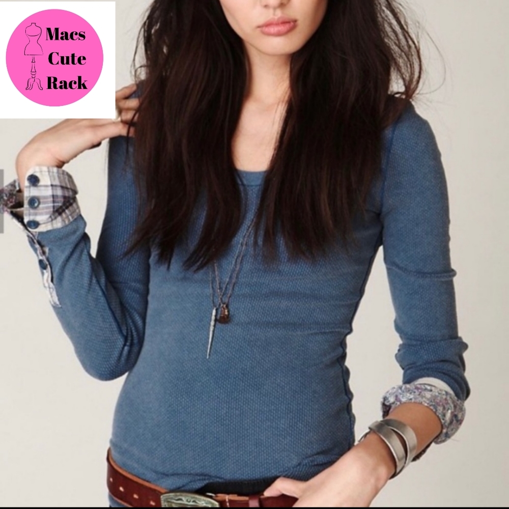 Free People Sunnie Valley Button Cuff Thermal Top